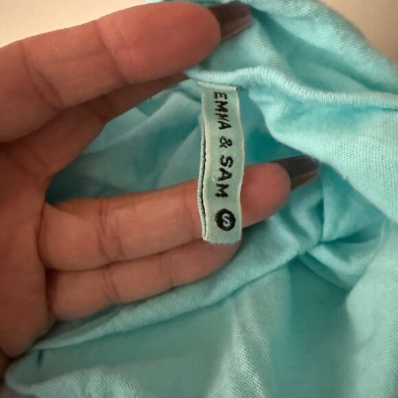 Emma & Sam Studded Fringe Tank Top Aqua S - Picture 4 of 5